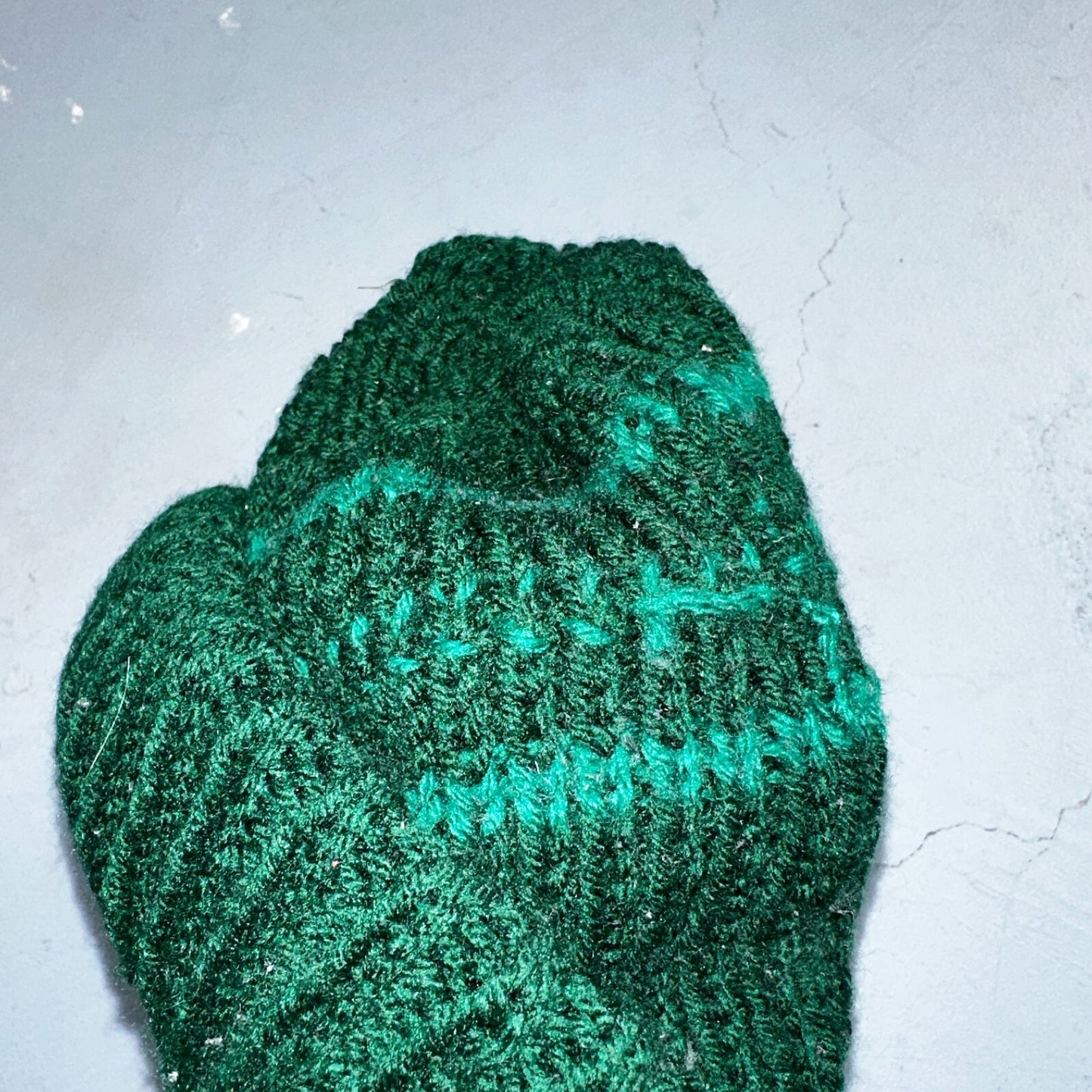 VTG 70s Wool Hand Knit Winter Beanie Hat OSFM Rockabilly Warm Grunge Basic Green