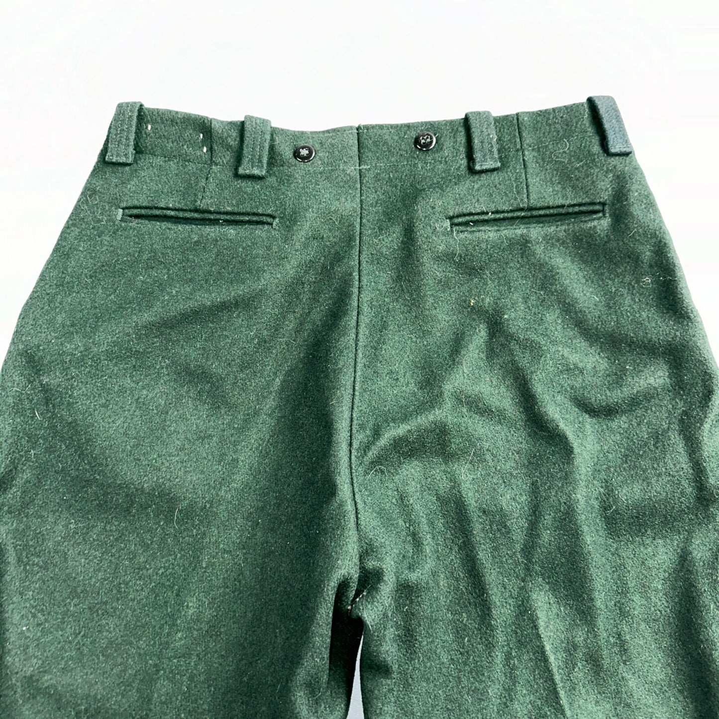 1960s Vintage Green Heavy Wool Hunting Pants 34x28 USA Dry Clean Rockabilly 60s