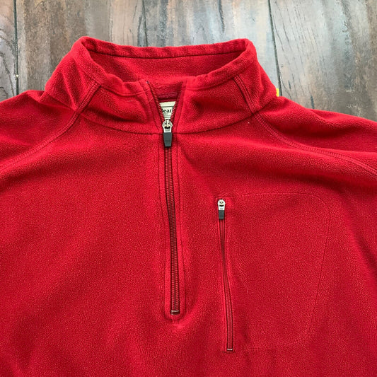 LL Bean Quarter Zip Pullover Fleece Sweater Mens 2XL Red Pockets VTG 90s Style