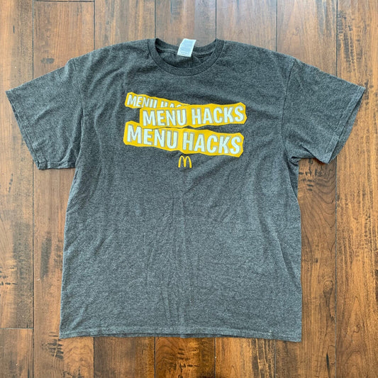 McDonalds Employee Y2K Vintage Style T Shirt Promo Food USA Menu Hacks