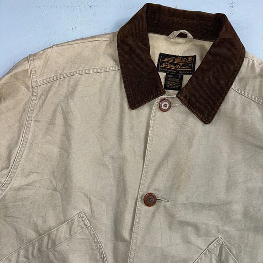 Eddie Bauer Jacket Mens M Tan Brown Chore Barn Field Coat Canvas Outdoor VTG