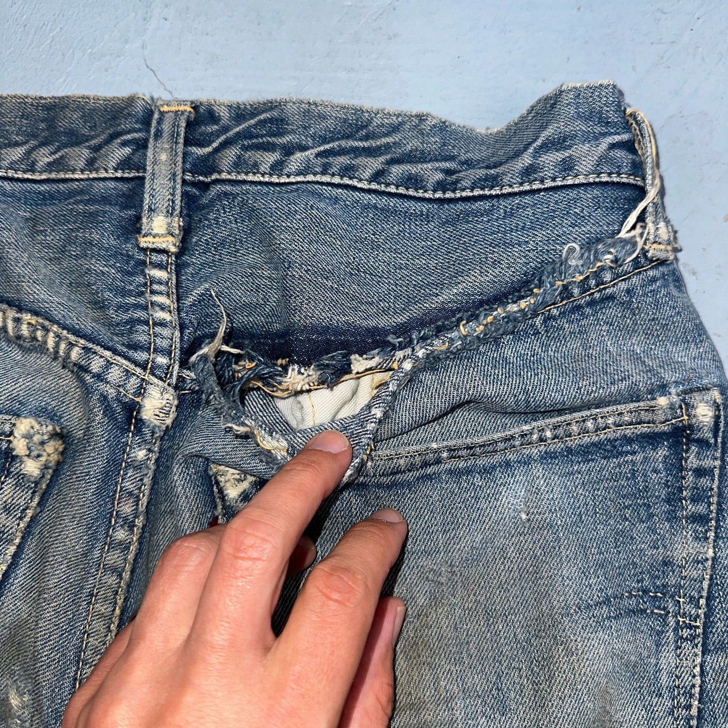 Levis 501 XX Big E Vintage 40s Redline Selvedge USA XX 1940s 50s Jeans 27x27