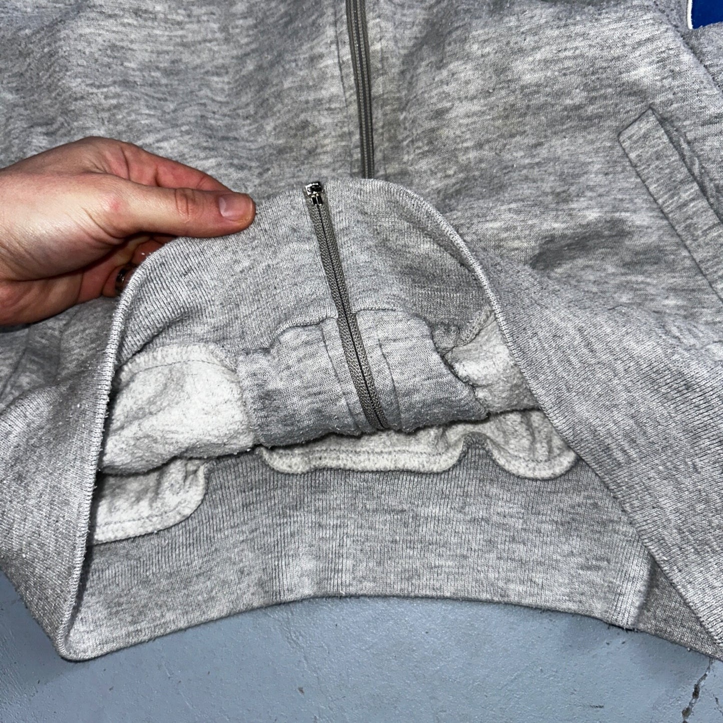Nike Vintage 80s Colorblock Gray & Blue Full Zip Hoodie Blue Label Cut Tag