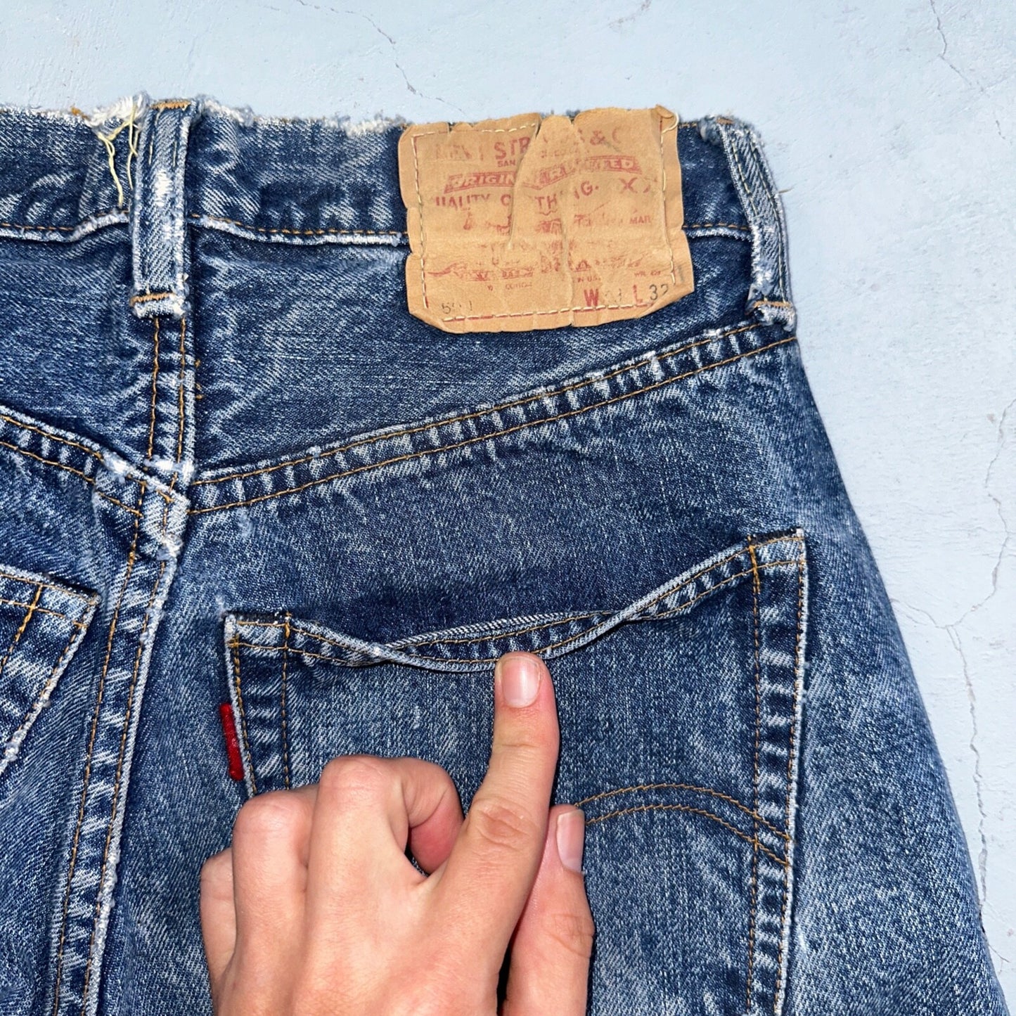 Levis 501 Big E Vintage 60s Redline Selvedge USA XX 1960s Jeans 28x32 Act 26x28