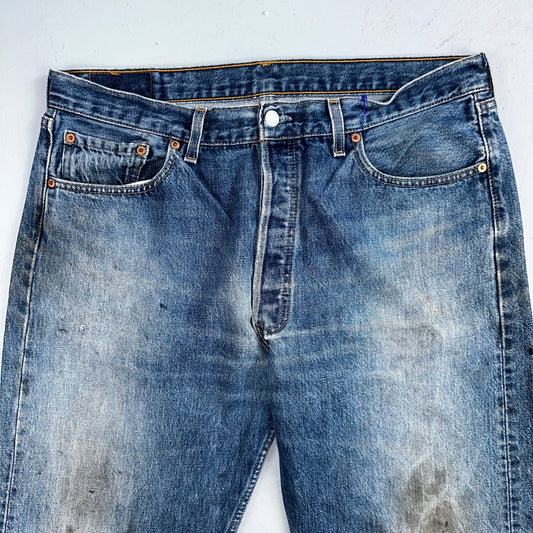 Levis 501 Vintage 90s USA XX Straight Leg Jeans Blue Light Wash 38x34 Act 36x32