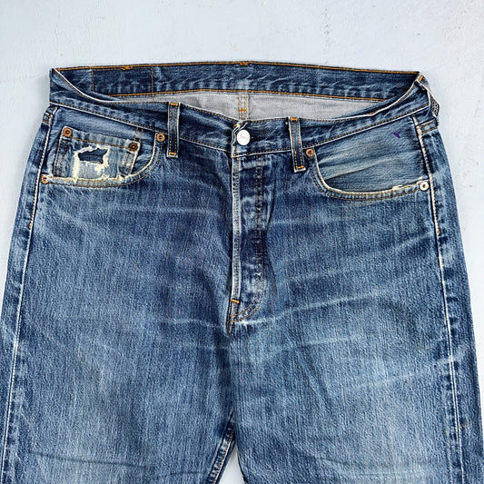Levis 501 Vintage Y2K XX Straight Leg Jeans Blue Med Wash 34x34 Act 33x27