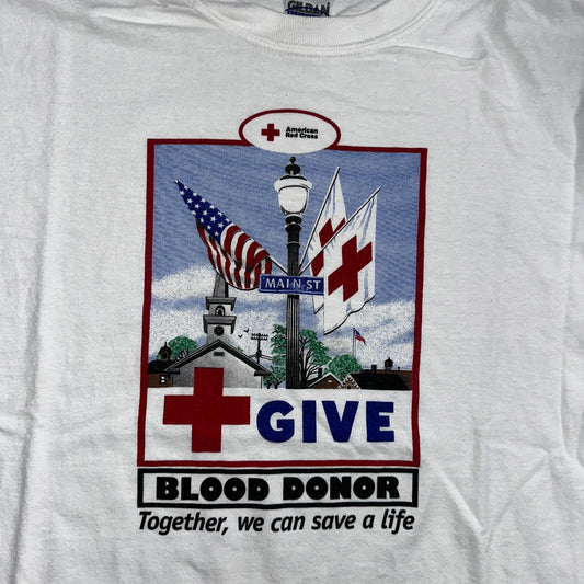 Give Blood American Red Cross VTG T Shirt Donation Love People Hospital