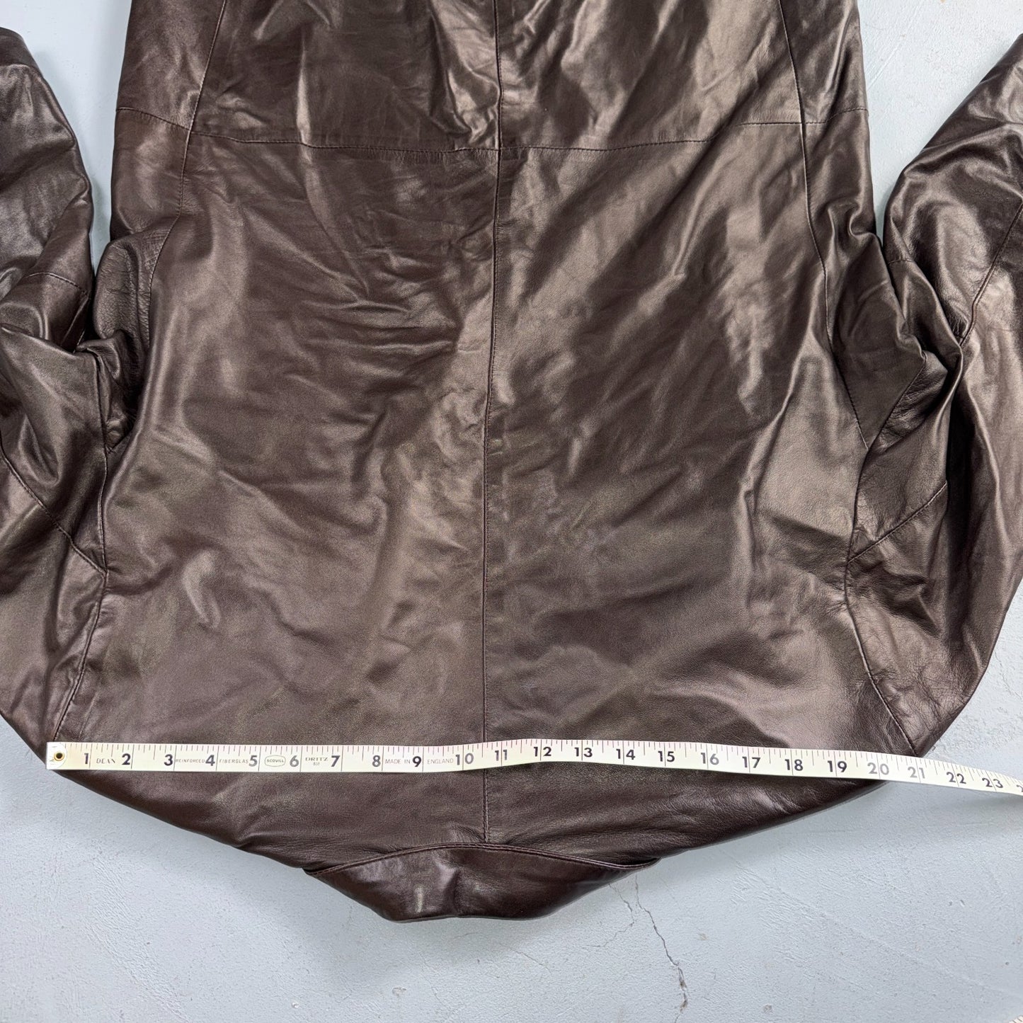 Paul Stuart Mens Vintage Brown Leather Jacket XL Chore Coat Pockets EUC Blazer