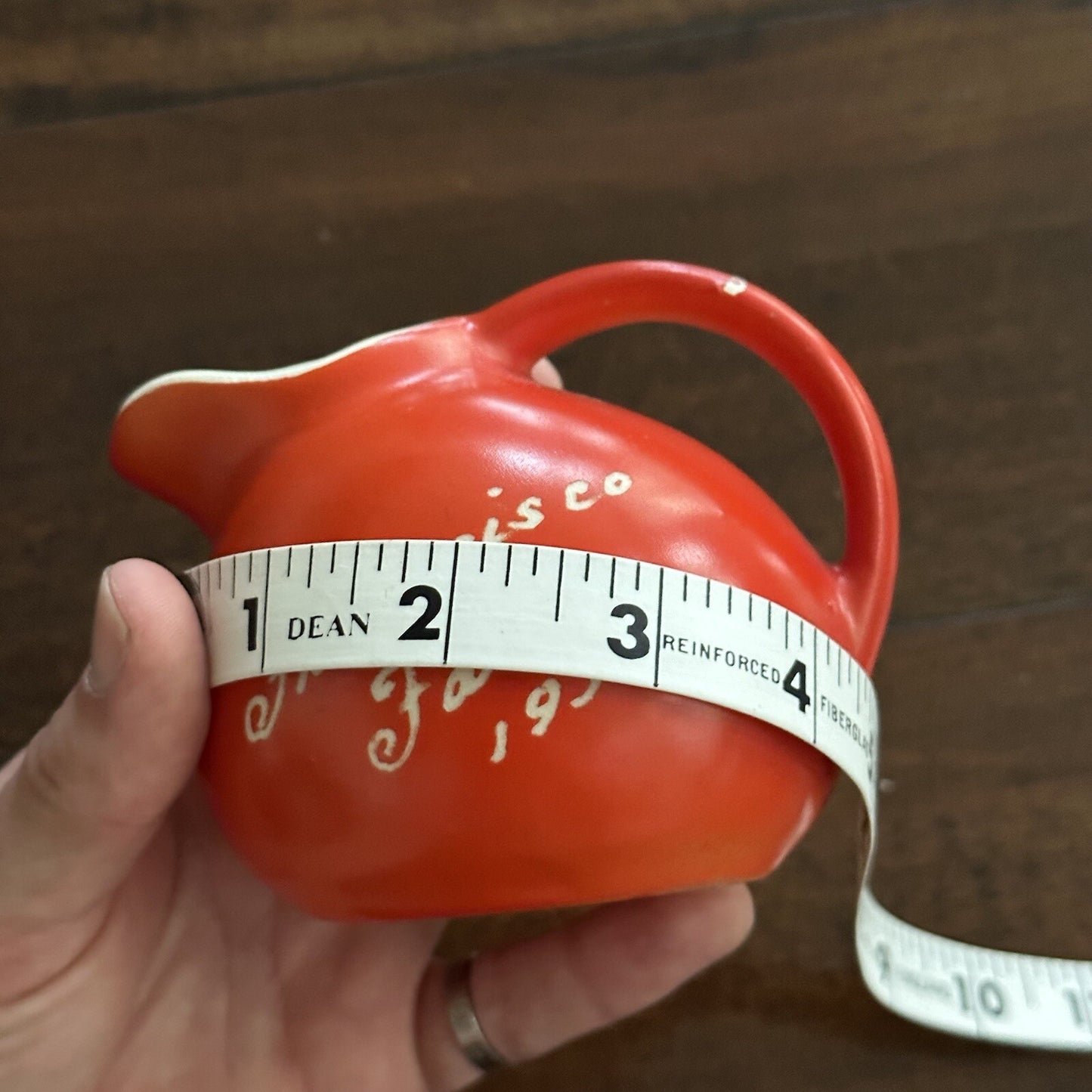 1939 San Francisco WORLD’S FAIR PITCHER Small Tilt BALL PITCHER Orange 40s 30s