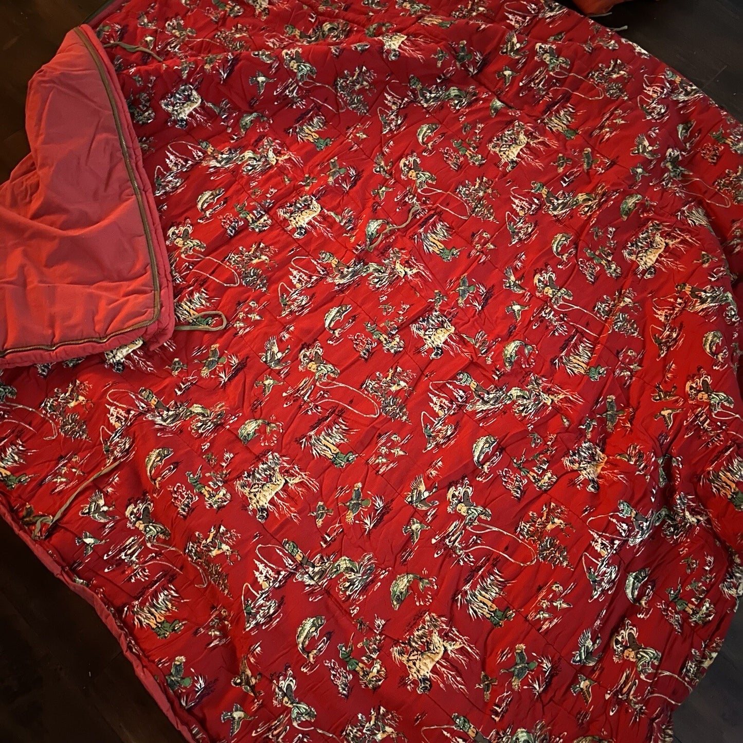 Vtg Sleeping Bag Canvas Red Duffle Bag USA Bell System Talon 1940s 40s 50s WWII