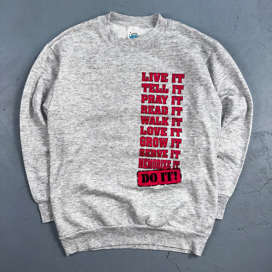 Do It Gods Way Sweatshirt 90s VTG Crewneck Gray Jesus 1992 Rare Love Pray