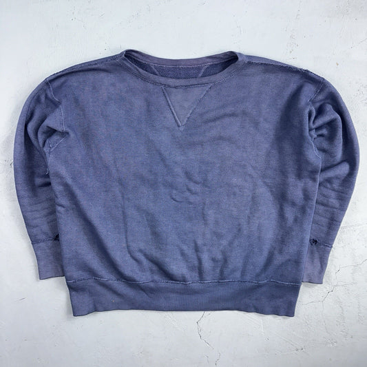 VTG Double V Sweatshirt 40s 50s 1940s Faded Blue Crewneck Boxy Rockabilly 1950s