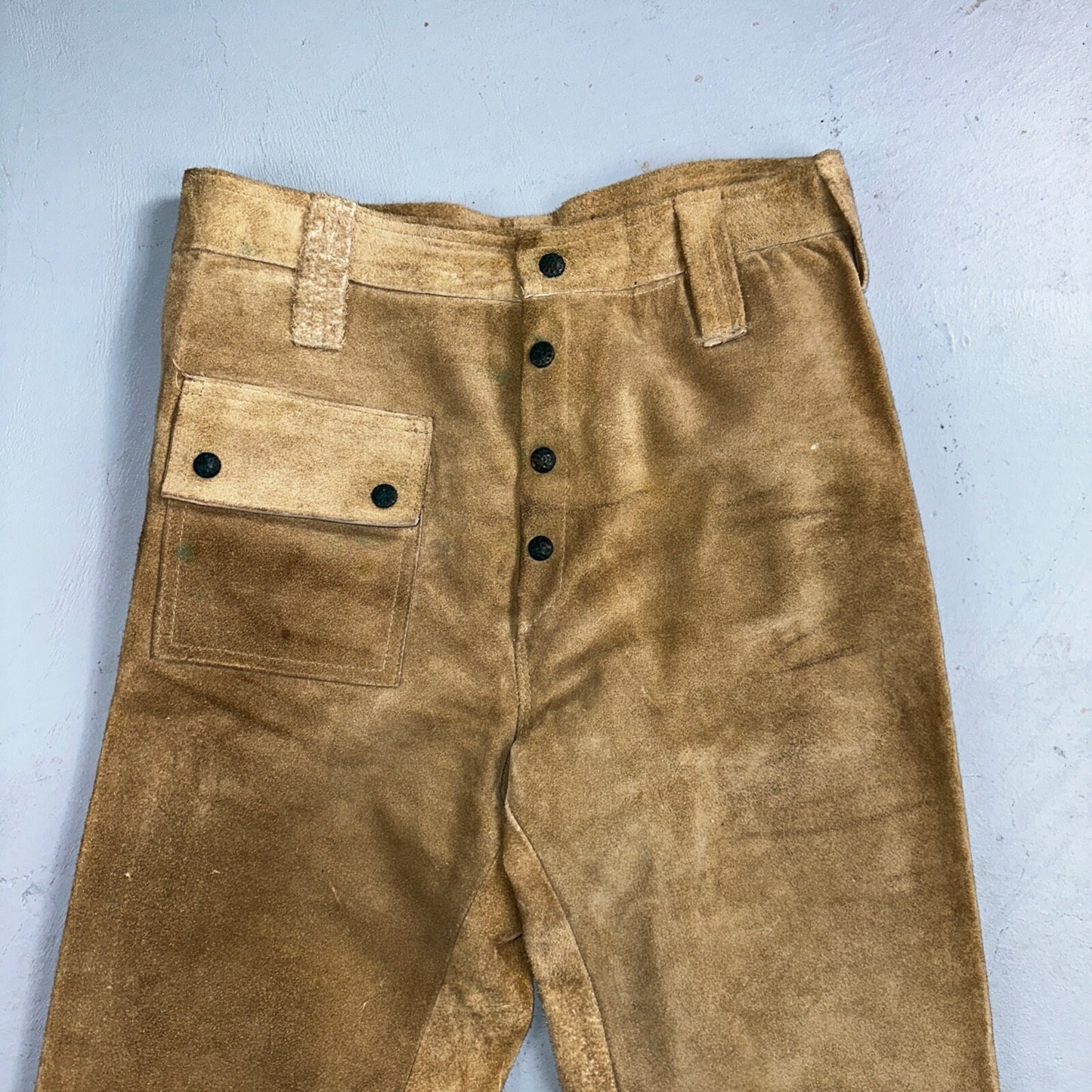 Vintage 1960s Leather Pants 28 Wide Leg Brown Rockabilly 60s Cowboy Suede 27x30