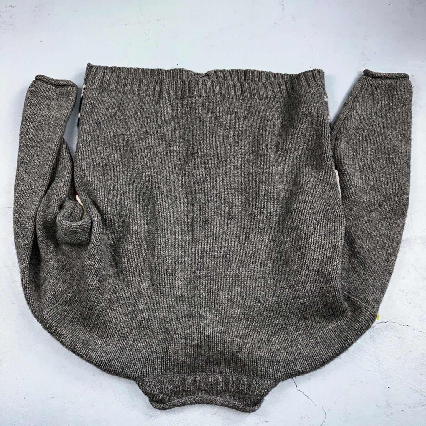 Vintage Eddie Bauer Cardigan Sweater Sz M Gray Snowflake Nordic Patchwork Wool