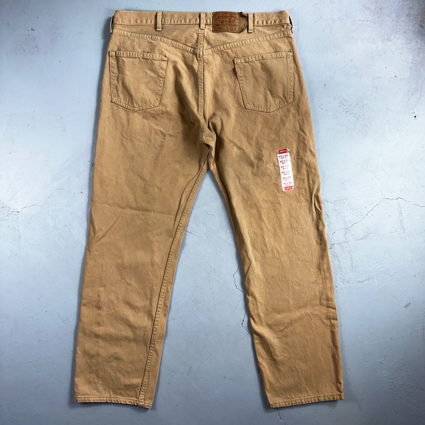 Levis 501 Vintage 90s USA XX Straight Leg Jeans Khaki Brown Wash 42x32 Act 40x32