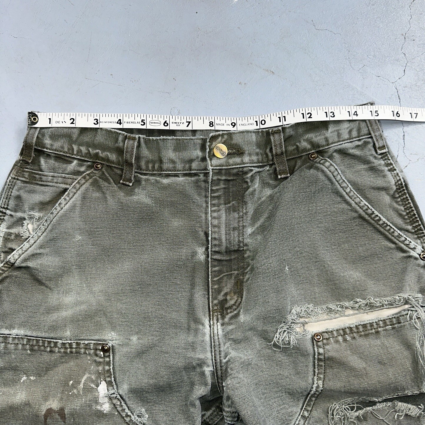 Carhartt VTG Double Knee Carpenter Pants USA B01 B136 MOS Green 31x30 Act 30x28