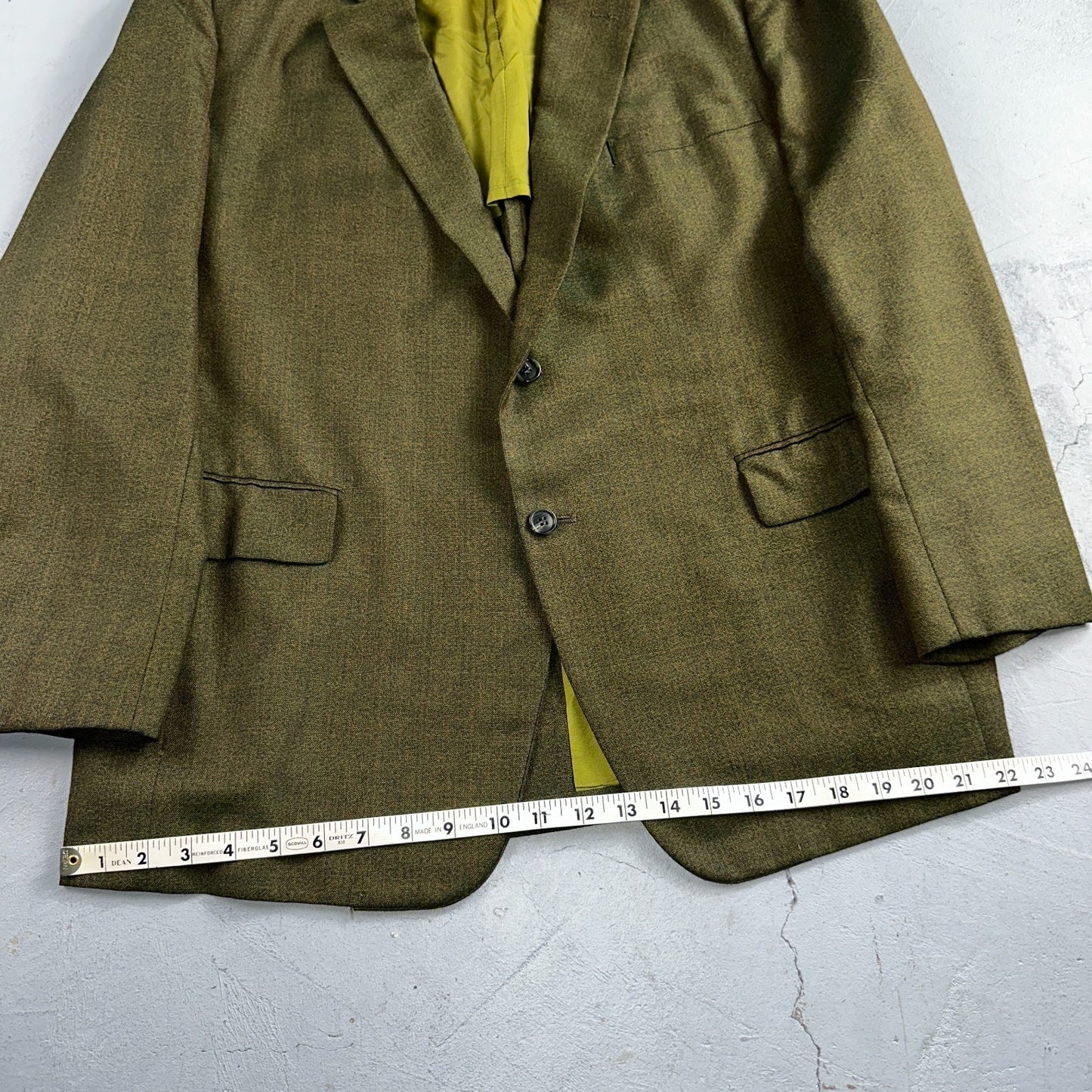 1960s Avocado Green Blazer Sport Coat Mens 44 Suit Jacket VTG Union 60s J&F