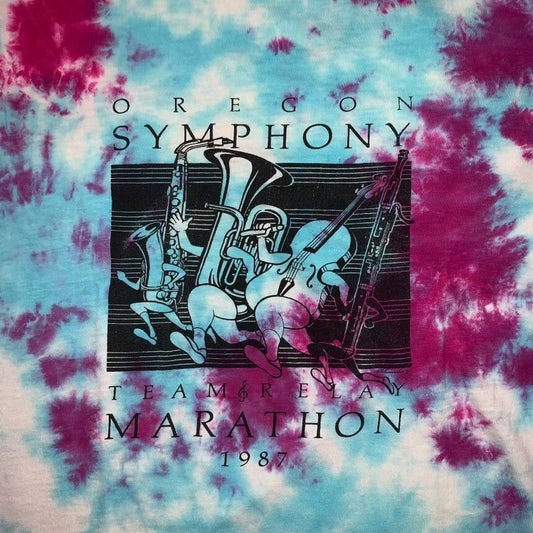 Nike Vintage T Shirt USA Rare Custom Tie Dye Piano Music Marathon Frank Ocean