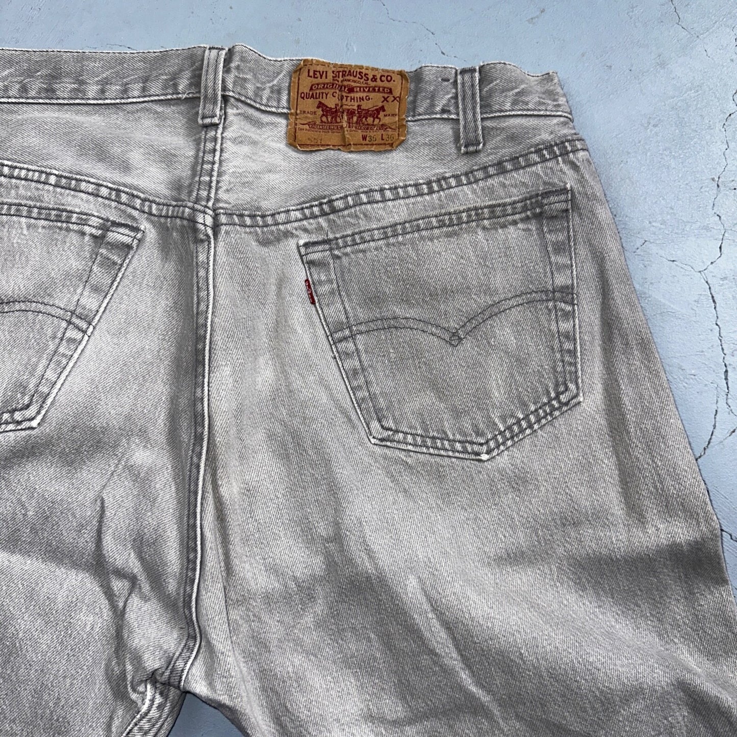 Levis 501 Vintage 90s USA XX Straight Leg Jeans 35x36 Gray Light Wash Act 34x34