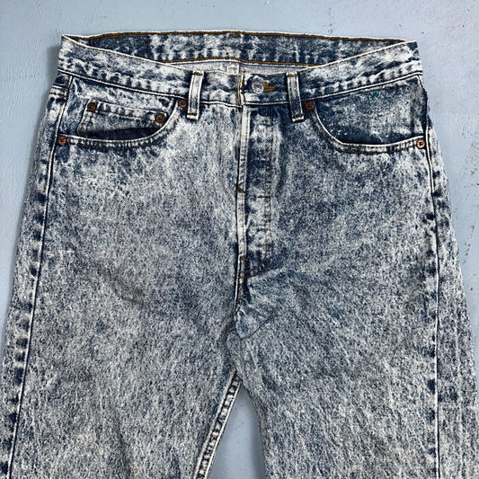 Levis 501 Vintage 80s USA XX Straight Leg Jeans Blue Acid Wash 32x34 Act 31x33