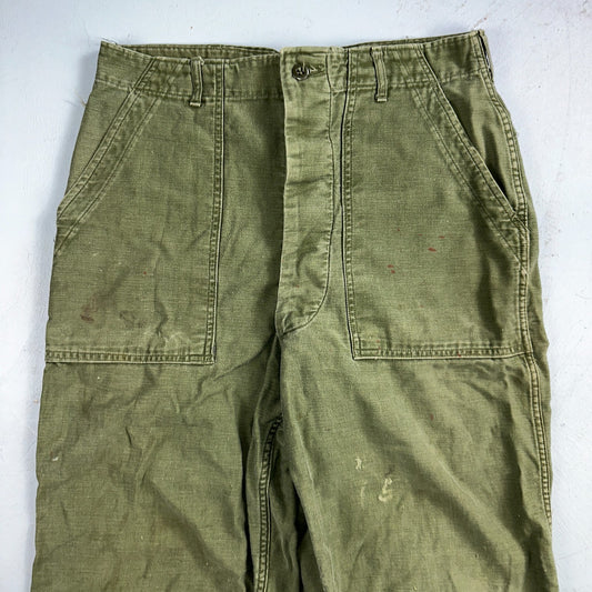 Vintage 1960s 70s Vietnam OG 107 Fatigue Pants 60s Button Fly 34x35 Act 33x26