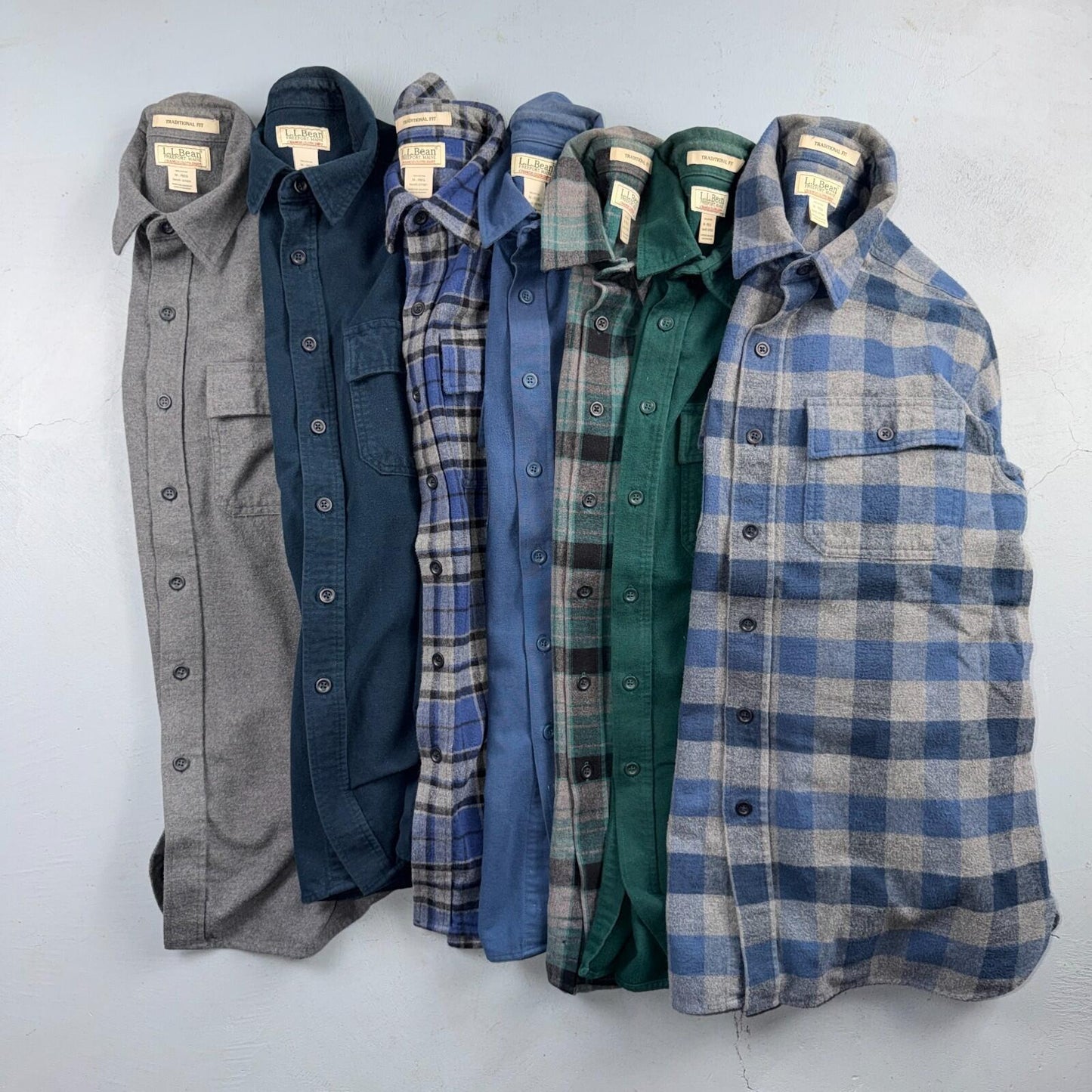 LL Bean Lot of 7 Mens M Shirts Chamois Cloth Flannel Pockets VTG Y2K Heavyweight