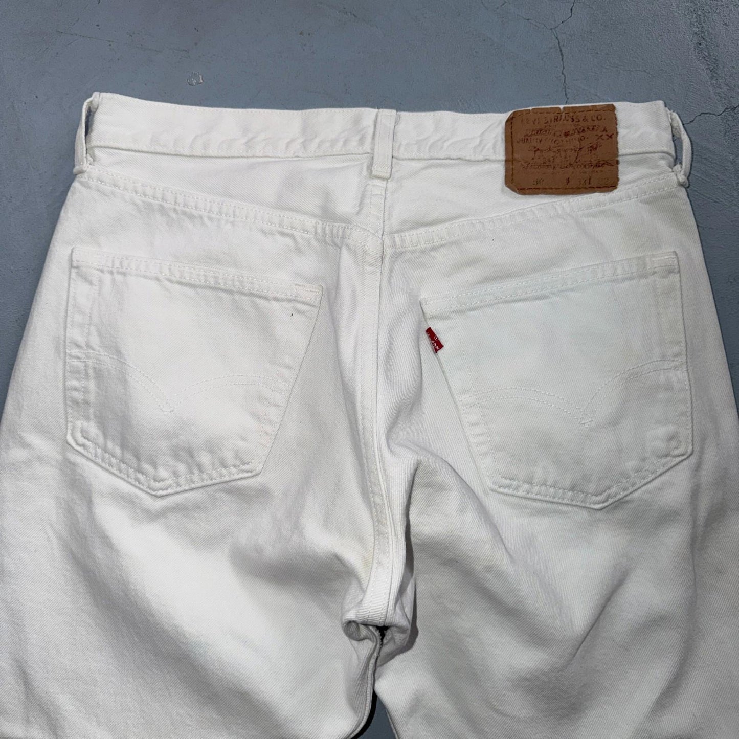 Levis 501 Vintage 90s USA XX Straight Leg Jeans White Light Wash 33x32 Act 31x31