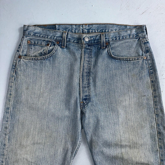 Levis 501 Vintage 90s USA XX Straight Leg Jeans Blue Light Wash 38x32 Act 36x32