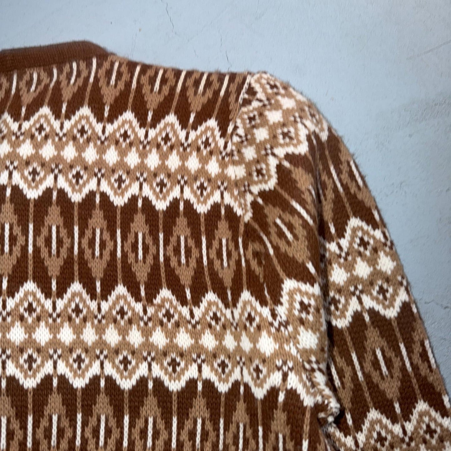 VTG 80s Mello Knit Acrylic Knitwear Womens Cardigan Orlon Brown Aztec Boho Chic