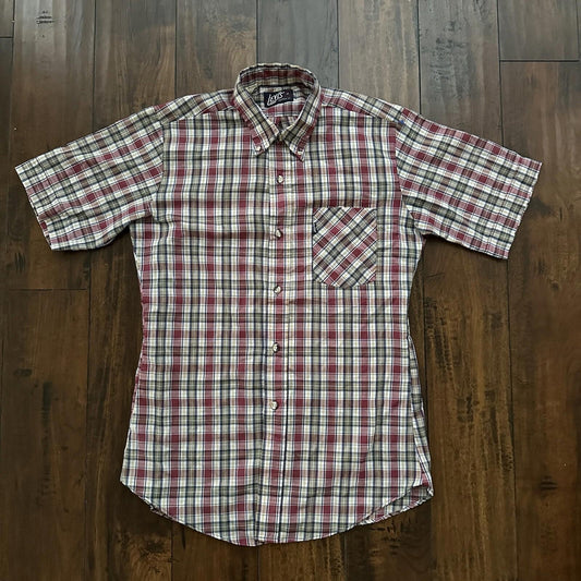 Vintage 70s Levis Mens Shirt M Tapered Fit blue Red Plaid Button Up 80s Big E