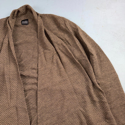 Eileen Fisher Women’s Open Front Medium Cardigan Tan Boxy Wool