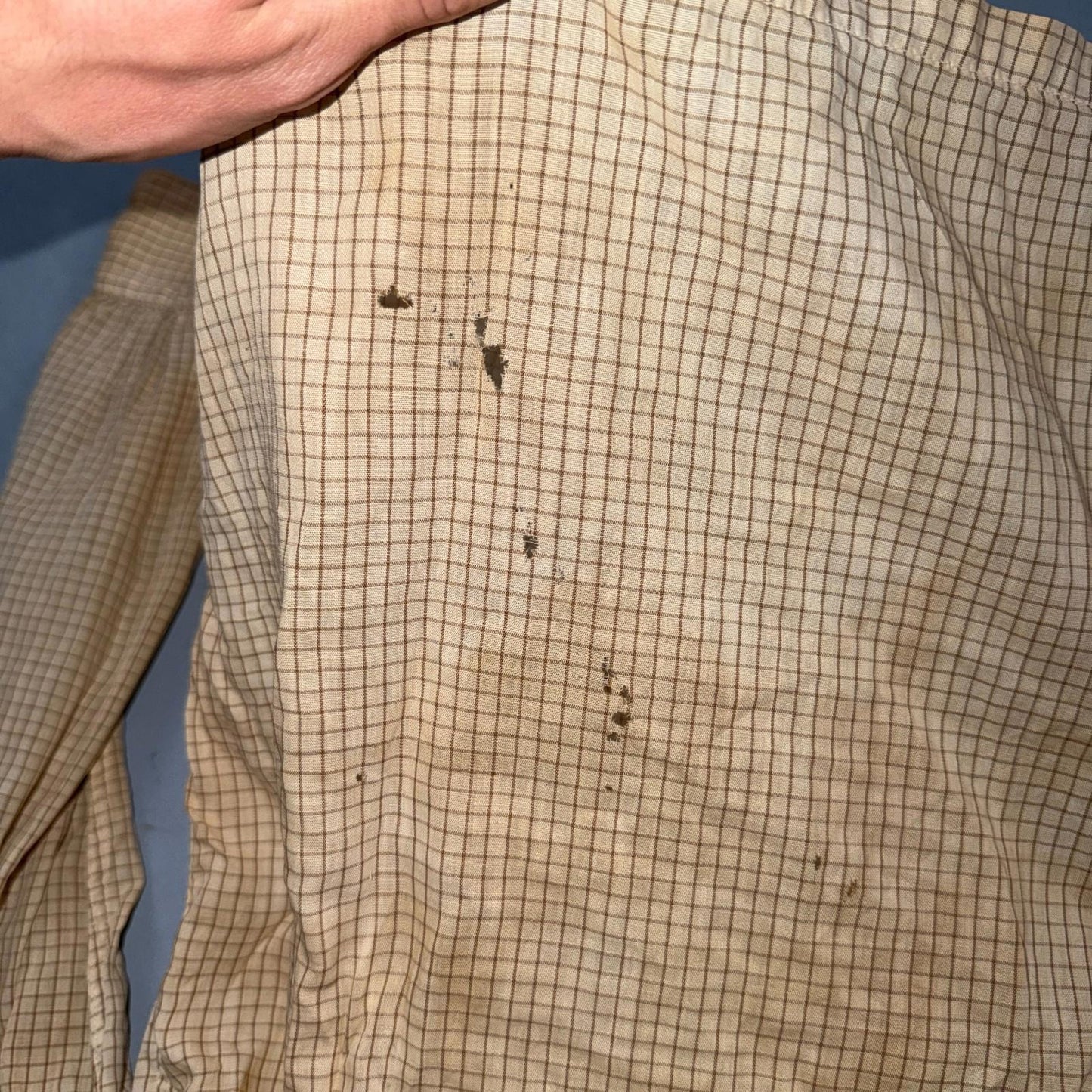 VTG 1950s Pilgrim Loop Collar Button Up Shirt Cotton Rockabilly S Thrashed Stain