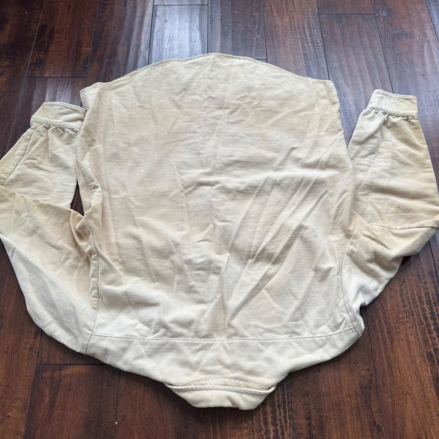 VTG Beige Shirt Mens L Cowboy Tan Chamois Flannel Button Up Pockets 80s