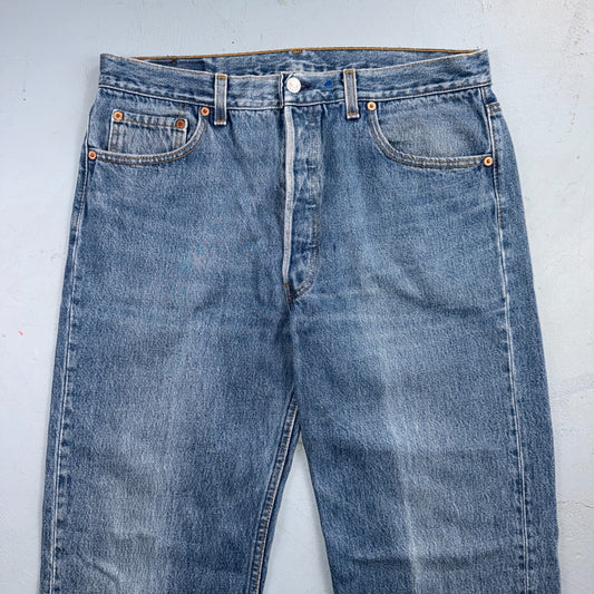 Levis 501 Vintage 90s USA XX Straight Leg Jeans Blue Light Wash 36x32 Act 34x31