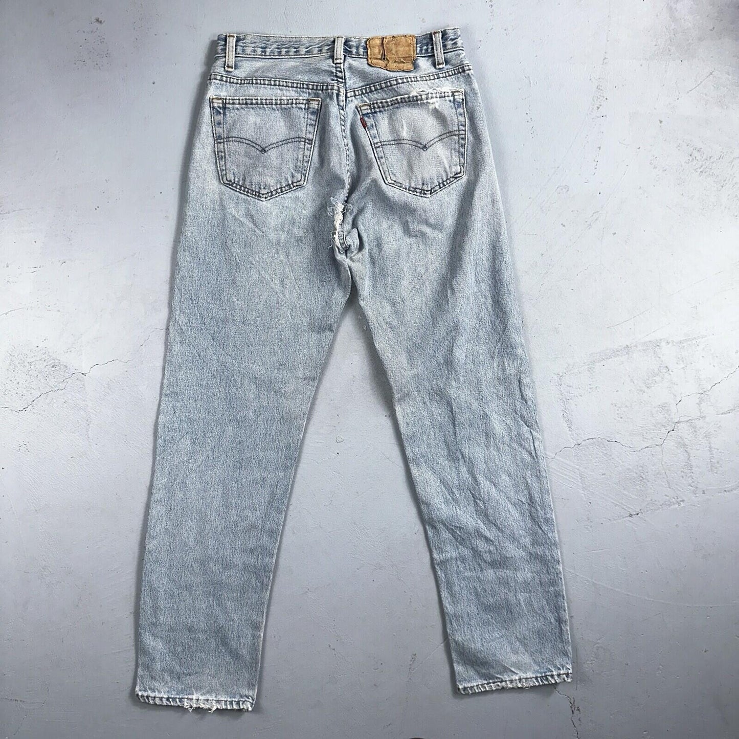 Levis 501 Vintage 90s Straight Leg Jeans 32x30 80s Light Wash Act 28x30 Thrashed