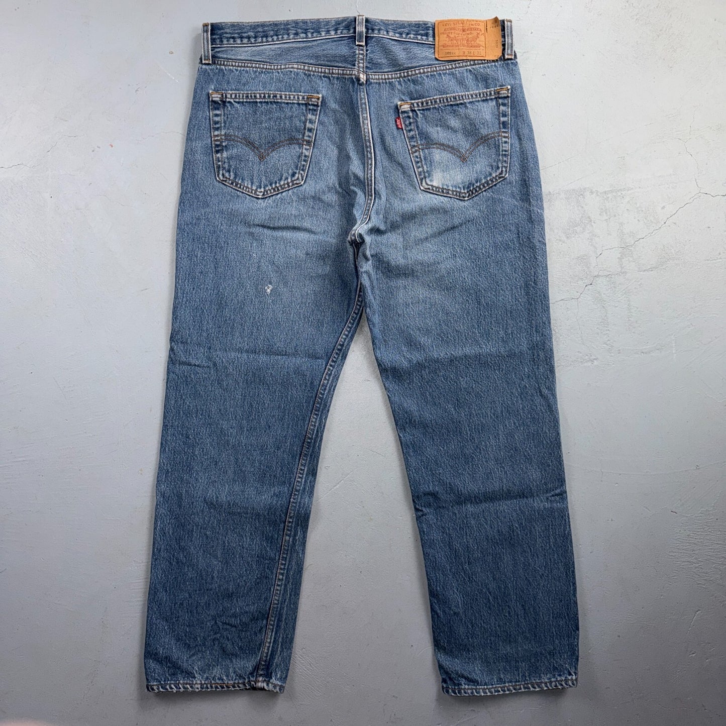 Levis 501 Vintage 90s USA XX Straight Leg Jeans Blue Light Wash 38x31 Act 36x28