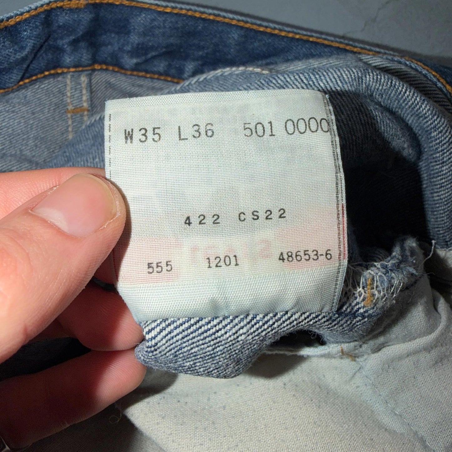 Levis 501 Vintage 90s USA XX Straight Leg Jeans Blue Thrashed 35x36 Act 33x32