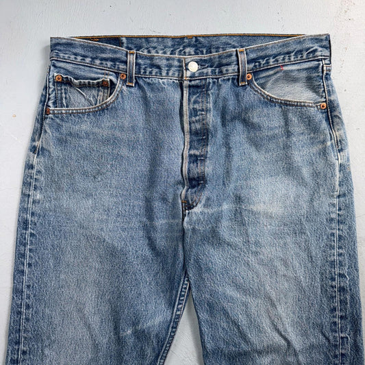 Levis 501 Vintage 90s Y2K XX Straight Leg Jeans Blue Light Wash 38x32 Act 35x28