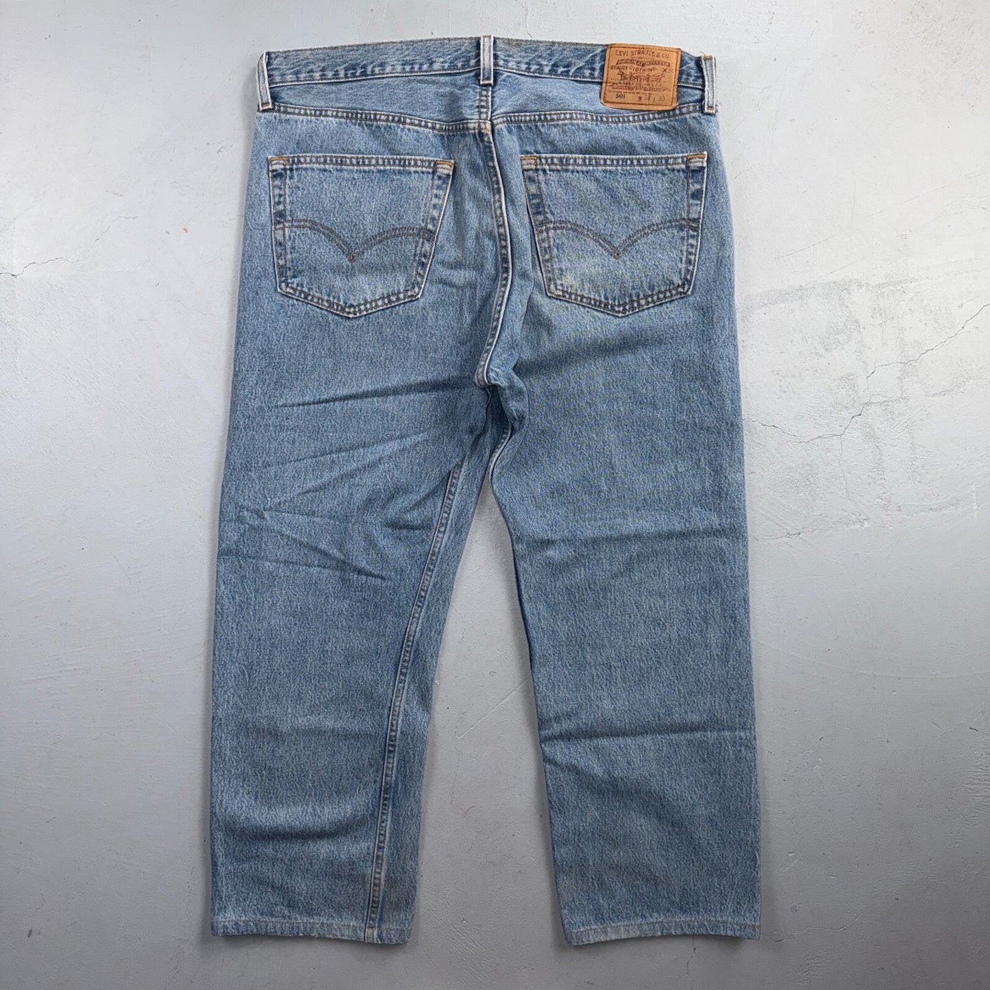 Levis 501 Vintage 90s USA XX Straight Leg Jeans Blue Light Wash 38x30 Act 38x25