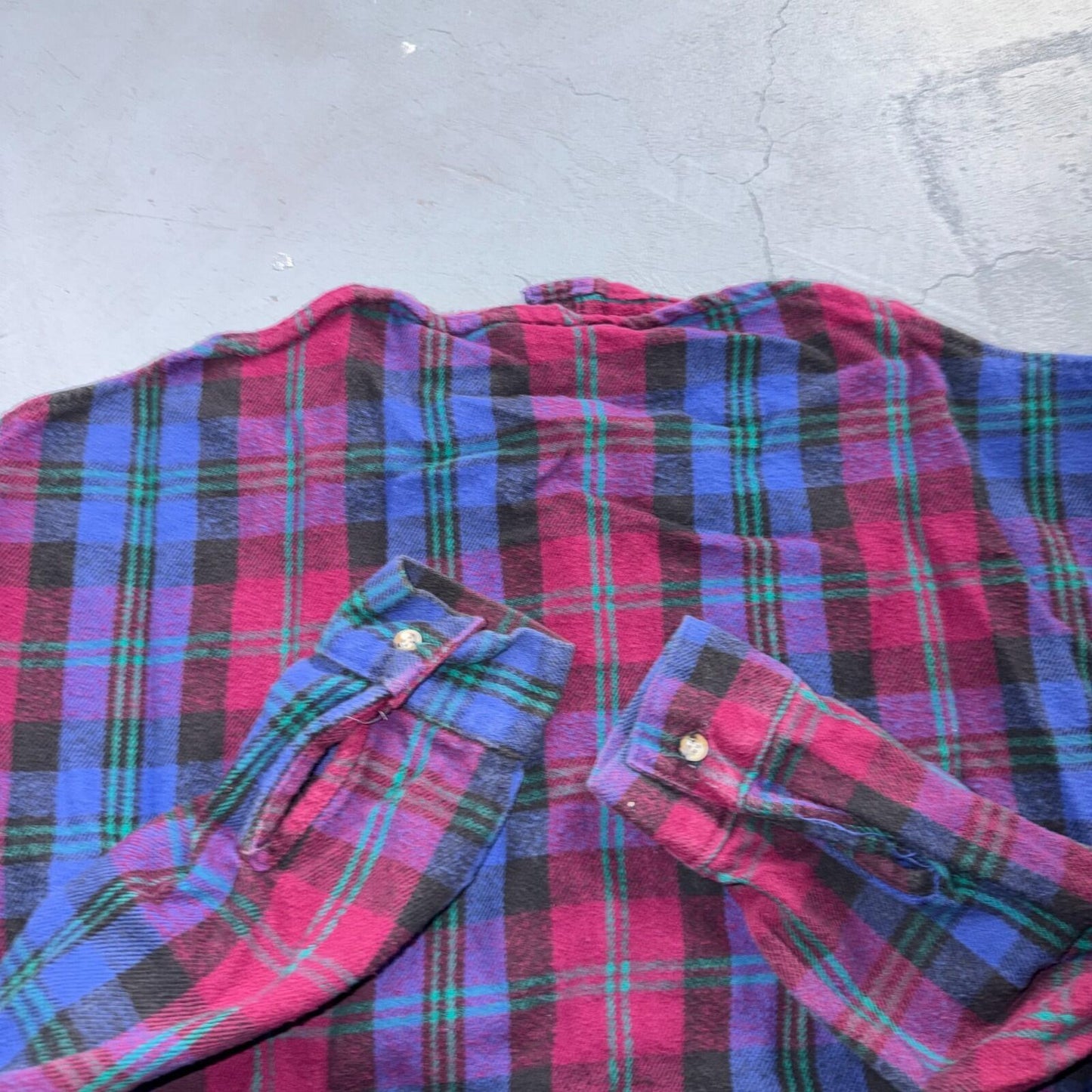 VTG Five Brother Shirt Mens XL Shadow Plaid Flannel USA Red 1980s 80s Blue Red