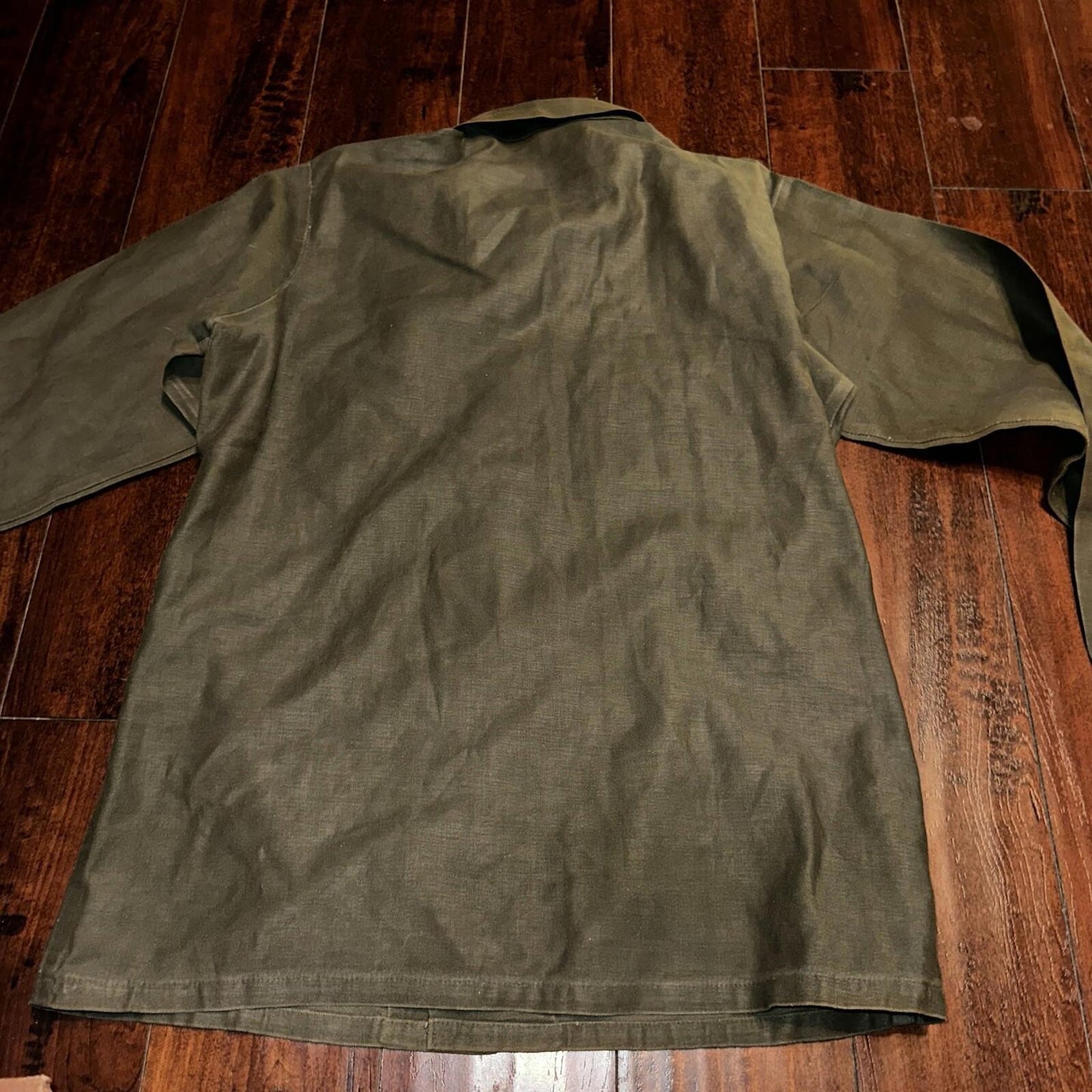Vintage US Military Shirt OG-107 Vietnam 1970s DSA 1975 Post WWII Camo Green