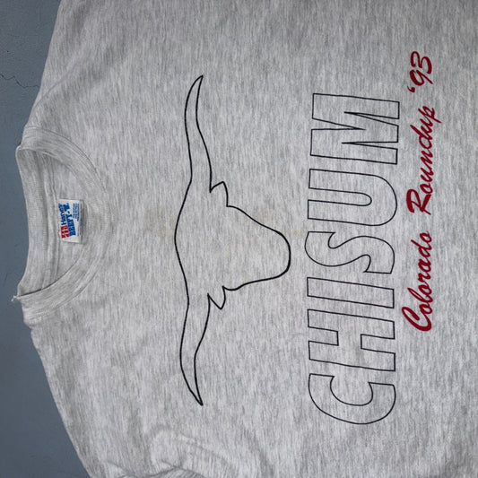 VTG 1993 Chisum Colorado Roundup T Shirt Hanes Beefy Longhorn Western Cowboy
