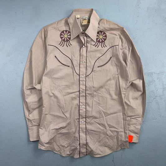 Kennington VTG Rocking K Ranchwear Shirt M Native Chief Pearl Snap Western 70s