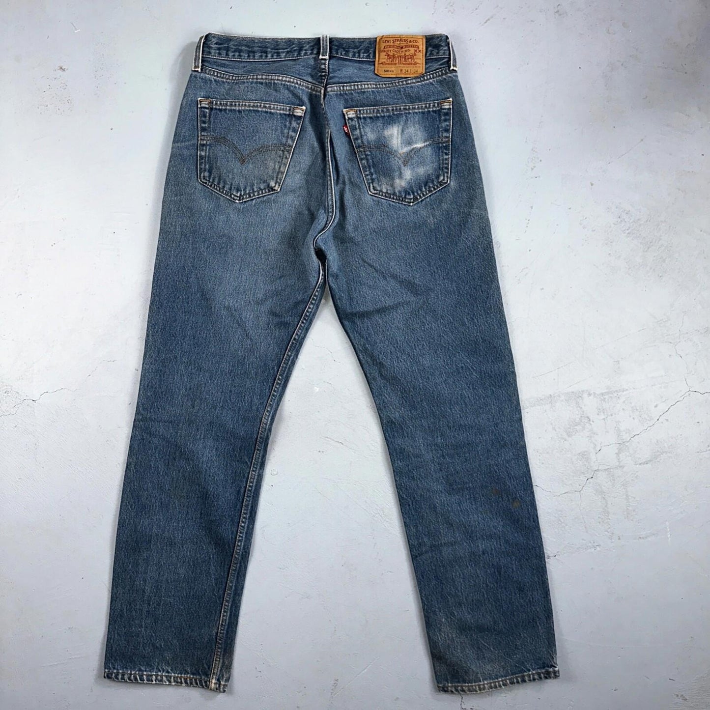 Levis 501 Vintage 90s USA XX Straight Leg Jeans Blue Med Wash 34x34 Act 31x30