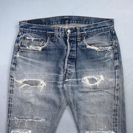 Levis 501 Vintage 70s SS Redline Selvedge USA XX Jeans Light Wash 32x28 Skinny