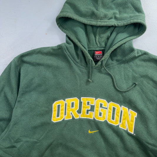 Nike Vintage 90s Oregon Ducks Green Center Swoosh Hoodie College Size XL OU