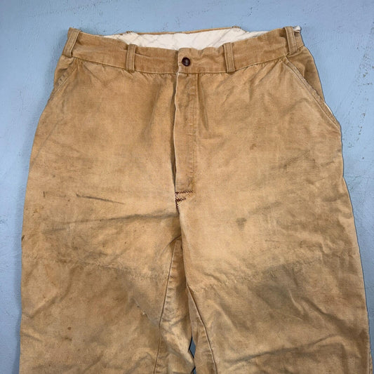 VTG 50s 60s Duxback Pants Falcon 28x27 Khaki Casual Creased Outdoor Rockabilly