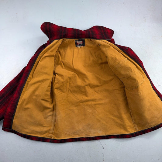 Vintage Woolrich Mackinaw Jacket 1940s Buffalo Plaid Hunting Wool Coat 40s Chore