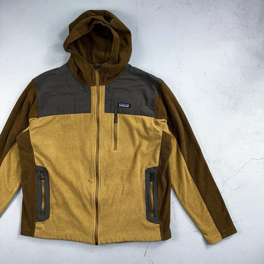 Patagonia Jacket Men's XL Tan Cedars Fleece Zip Chest Pocket Zipper Damaged