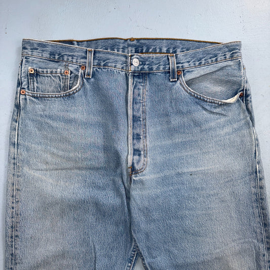 Levis 501 Vintage 90s USA XX Straight Leg Jeans Blue Light Wash 38x30 Act 37x29